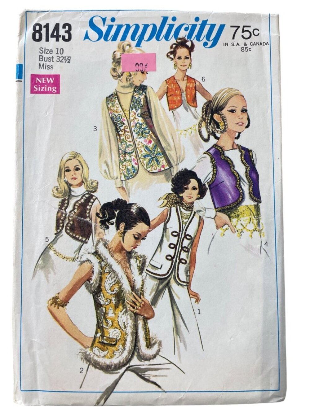 Vintage 60s Simplicity 8143 Sewing Pattern Size 10 Bust 32.5 Misses Vest CUT